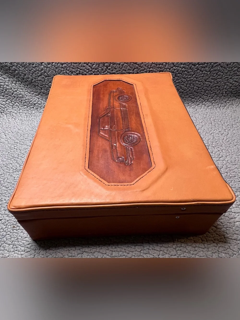 Vintage Custom Mercedes-Benz R107 SL-Class Design Leather Briefcase Brown 20 In
